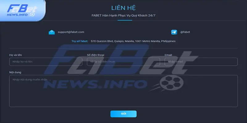 Liên hệ Fabet qua email siêu tiện lợi