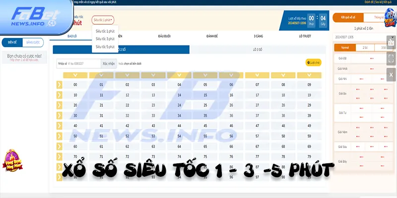 Xổ số nhanh 1 -3 -5 phút